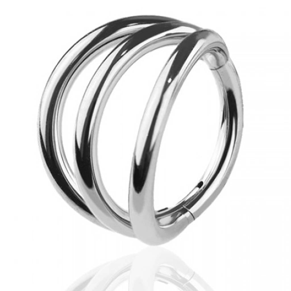 Cherry Diva Hinged Hoop Ring 16 Gauge Hypoallergenic Triple Hoop Hinged Segment Ring