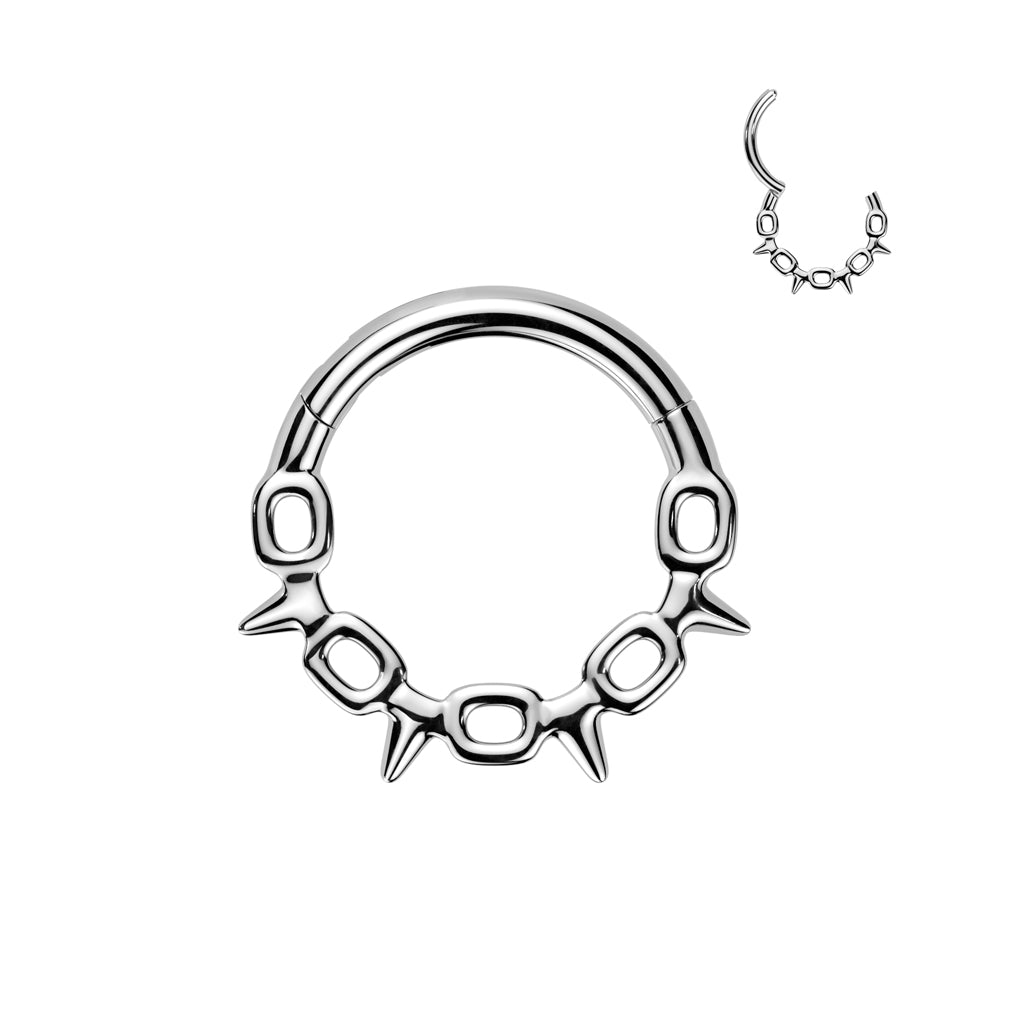 Cherry Diva Hinged Hoop Ring 16 Gauge Silver Chain Link Hinged Hoop Ring