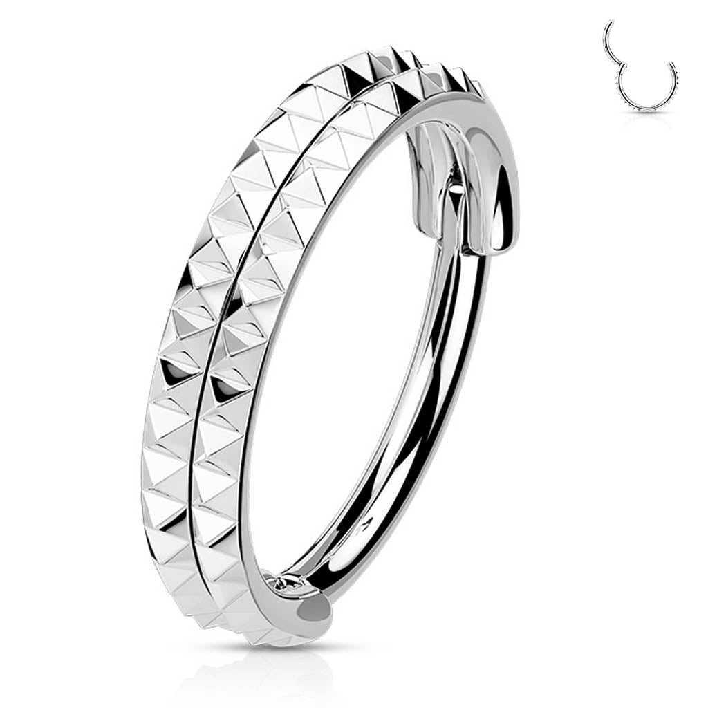 Cherry Diva Hinged Hoop Ring 16 Gauge Spiked Hinged Hoop Ring - Silver
