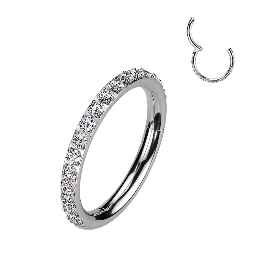 Cherry Diva Hinged Hoop Ring 16 Gauge Titanium Crystal Lined Hinged Hoop