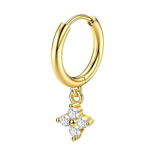 Cherry Diva Hinged Hoop Ring 20 Gauge Gold Plated Crystal Flower Hinged Hoop