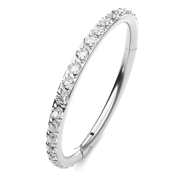 Cherry Diva Hinged Hoop Ring 20 Gauge Titanium Crystal Lined Hinged Hoop