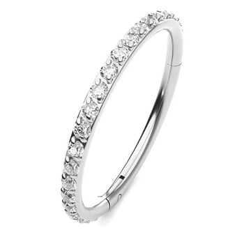 Cherry Diva Hinged Hoop Ring 20 Gauge Titanium Crystal Lined Hinged Hoop