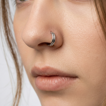 Cherry Diva Hinged Hoop Ring 20 Gauge Titanium Twin Hoop Hinged Segment Ring