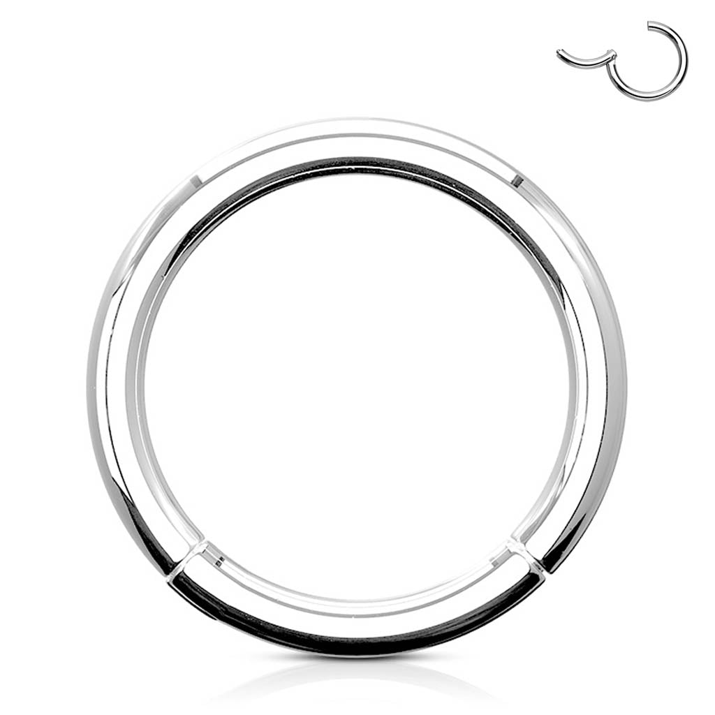 Cherry Diva Hinged Hoop Ring 8MM 16 Gauge Silver Titanium Hinged Cartilage Hoop