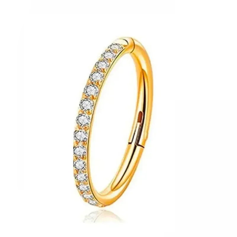 Cherry Diva Hinged Hoop Ring Gold / 6MM 20 Gauge Titanium Crystal Lined Hinged Hoop