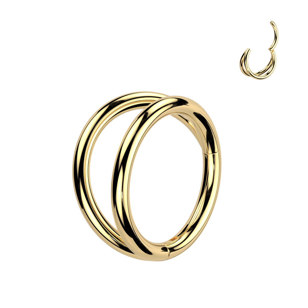 Cherry Diva Hinged Hoop Ring Gold / 8MM 16 Gauge Titanium Double Hoop Hinged Segment Ring