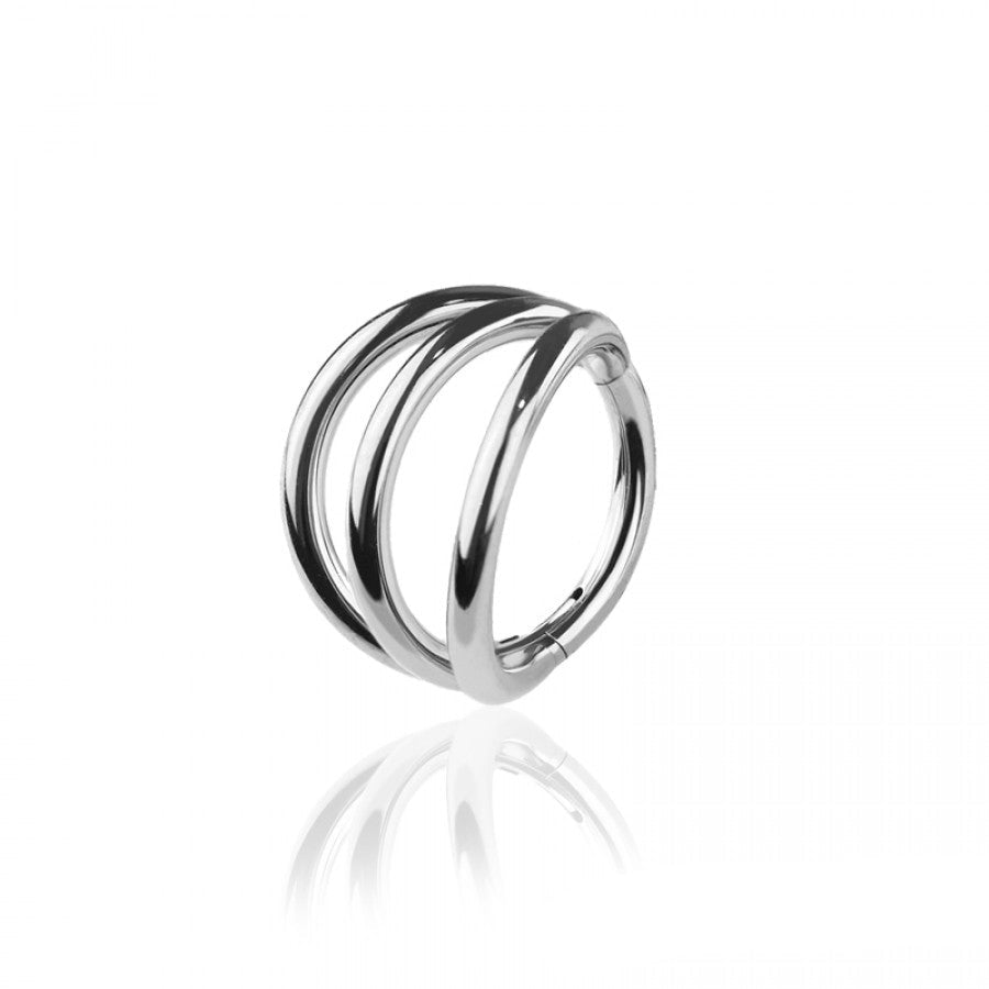 Cherry Diva Hinged Hoop Ring Silver 16 Gauge Hypoallergenic Triple Hoop Hinged Segment Ring