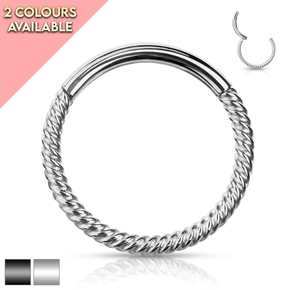 Cherry Diva Hoop Ring 16 Gauge Braided Hinged Hoop Ring