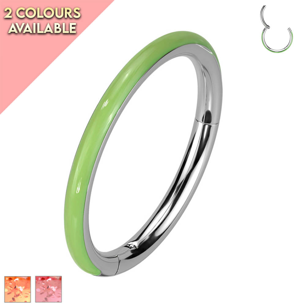 Cherry Diva Hoop Ring 16 Gauge Glow In The Dark Titanium Hinged Hoop Ring
