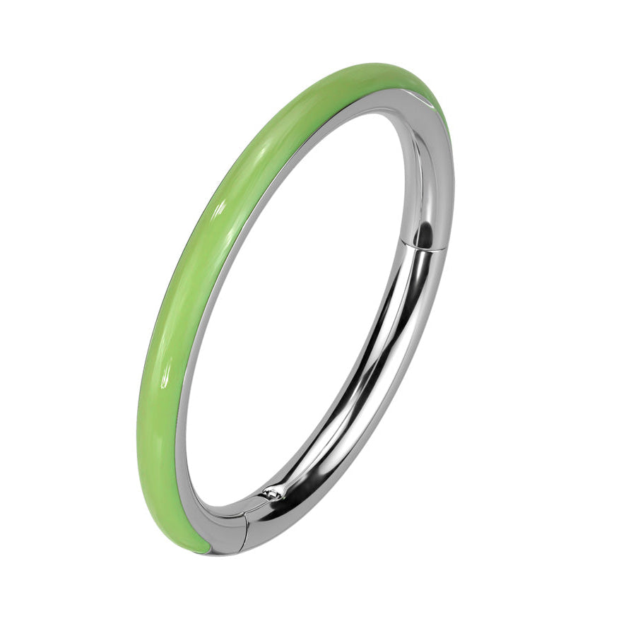 Cherry Diva Hoop Ring 16 Gauge Green Glow In The Dark Titanium Hinged Hoop Ring