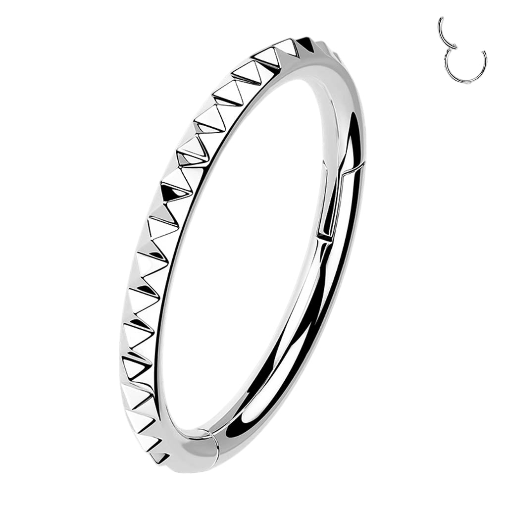 Cherry Diva Hoop Ring 16 Gauge Titanium Diamond Cut Hinged Hoop Ring