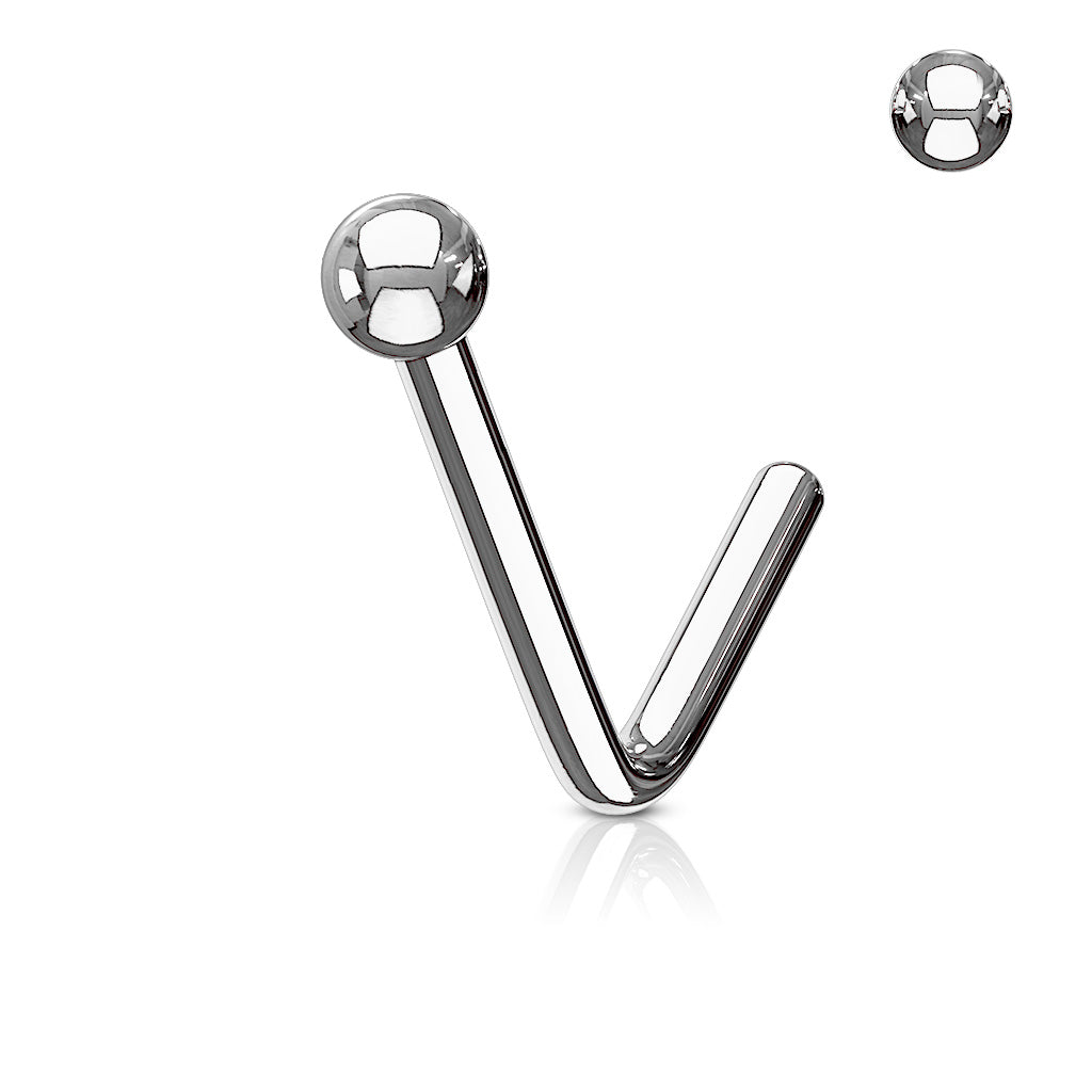 Cherry Diva L Bend Nose Stud SILVER 20 Gauge Ball End L Bend Nose Stud