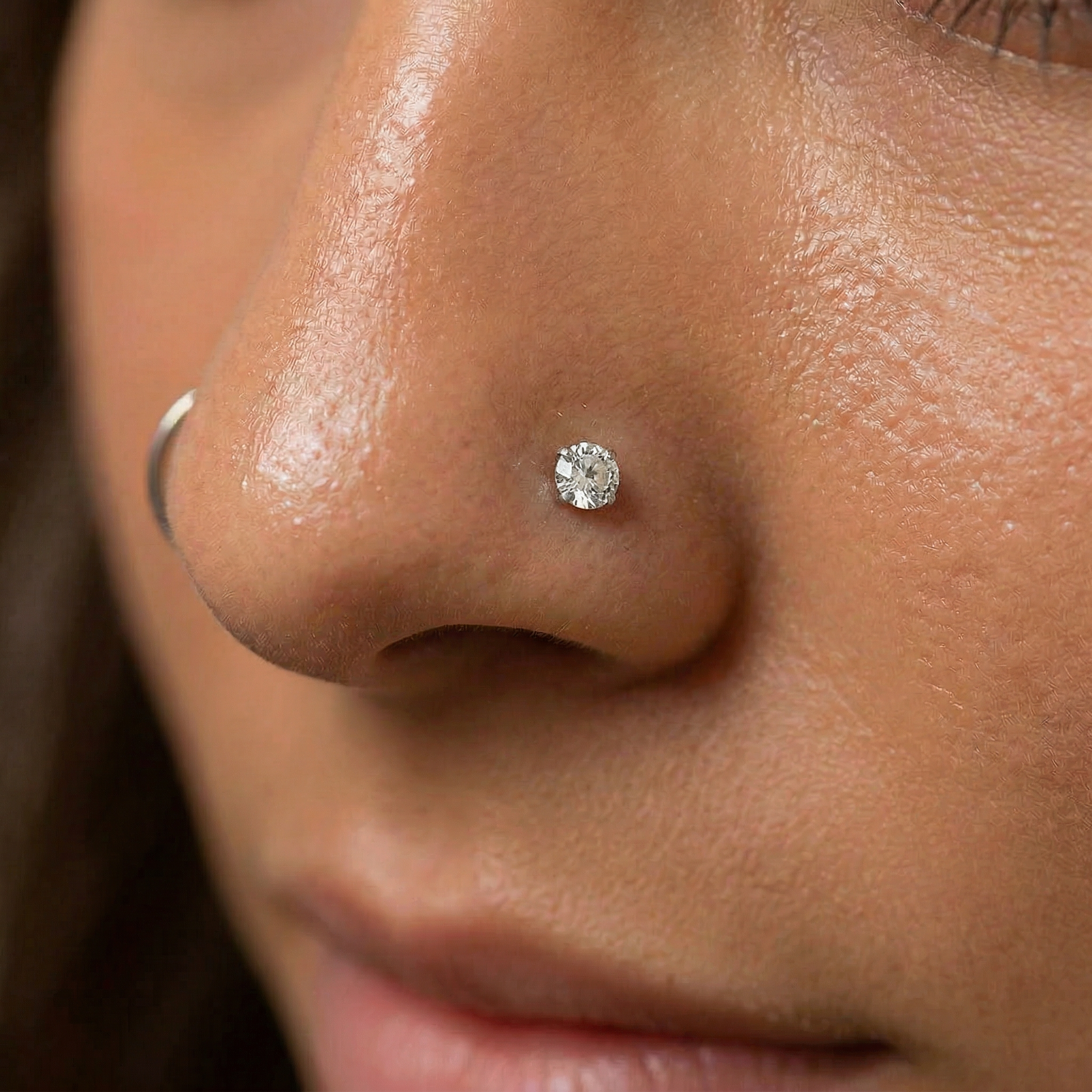 Cherry Diva L Bend Nose Stud 20 Gauge Hypoallergenic Crystal L-Bend Nose Stud