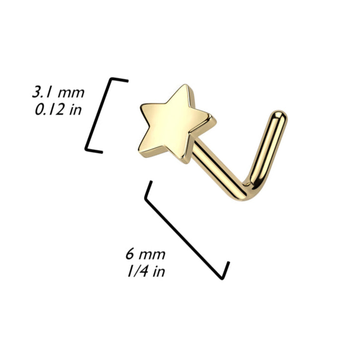 Cherry Diva L Bend Nose Stud 20 Gauge Titanium Star Top L-Bend Nose Stud