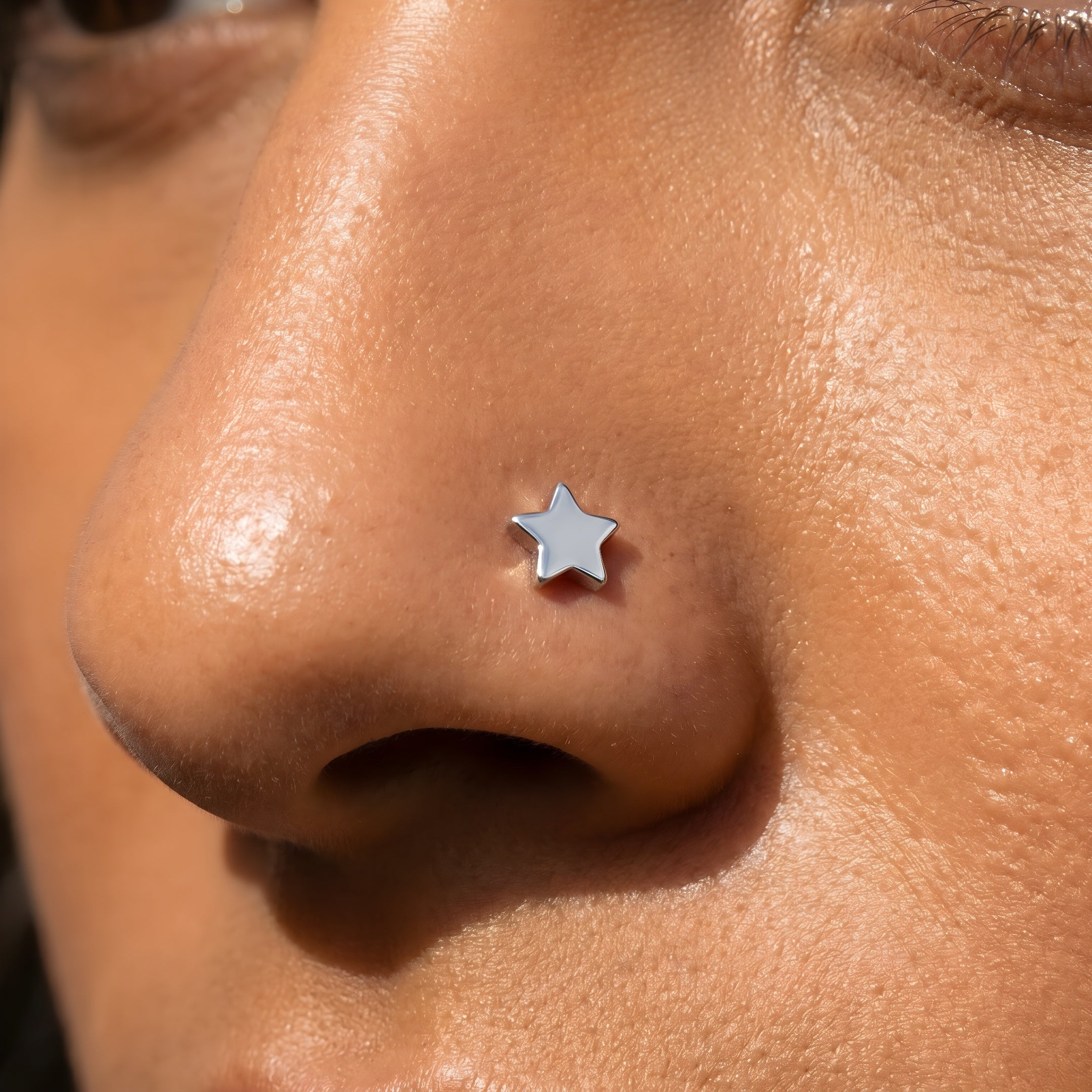 Cherry Diva L Bend Nose Stud 20 Gauge Titanium Star Top L-Bend Nose Stud