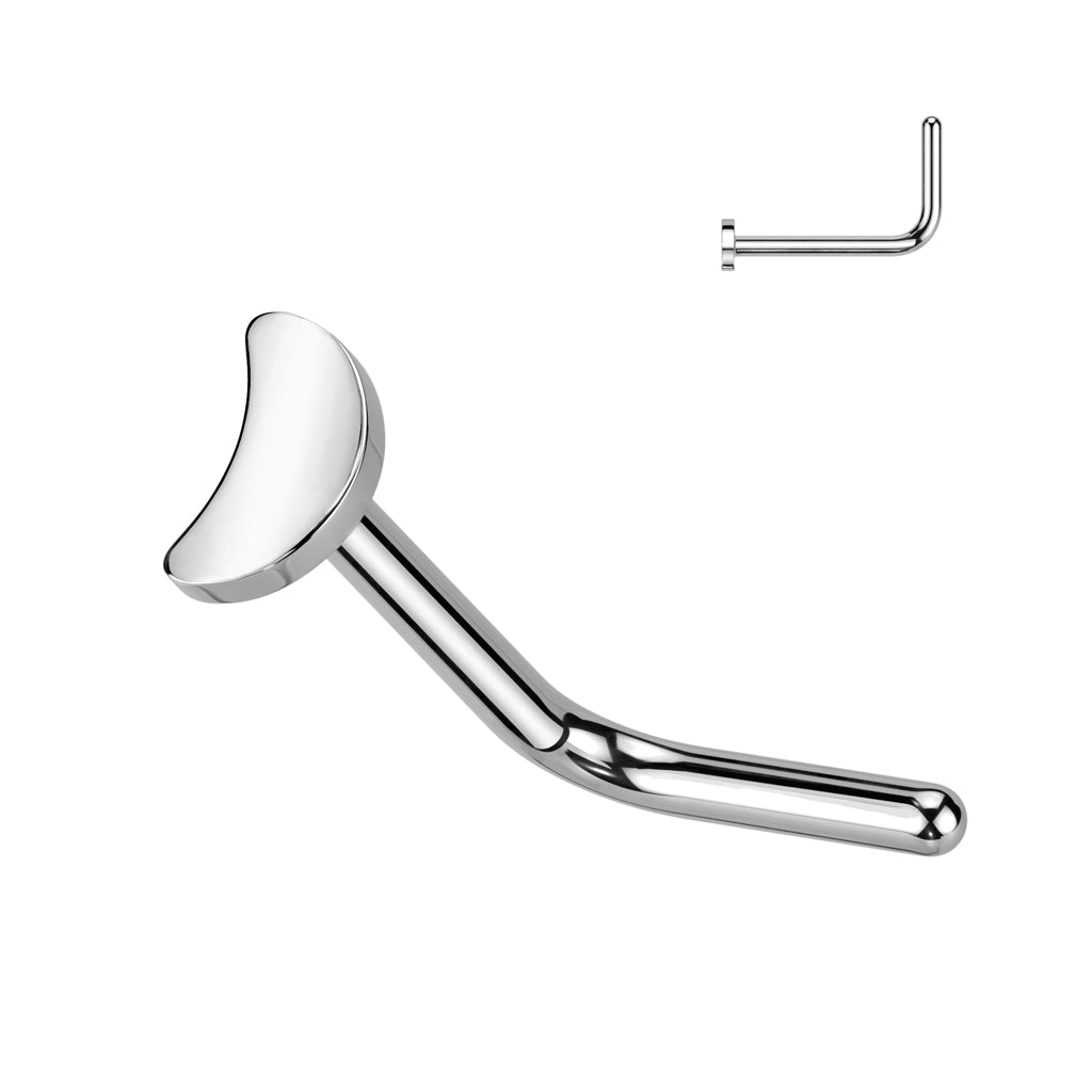 Cherry Diva L Bend Nose Stud Silver 20 Gauge Titanium Moon Top L-Bend Nose Stud