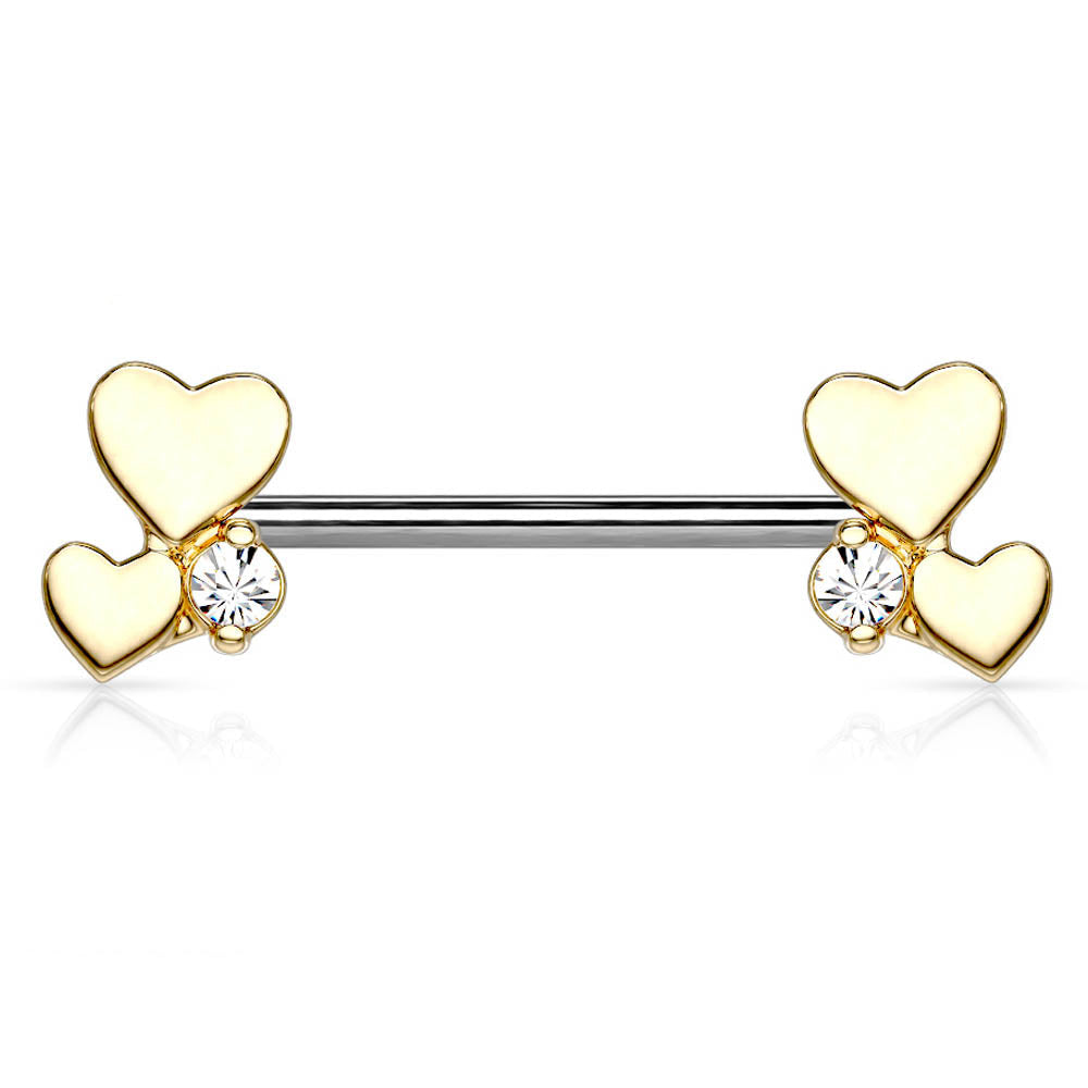 Cherry Diva Nipple Ring 14 Gauge Dainty Crystal Hearts Nipple Bar