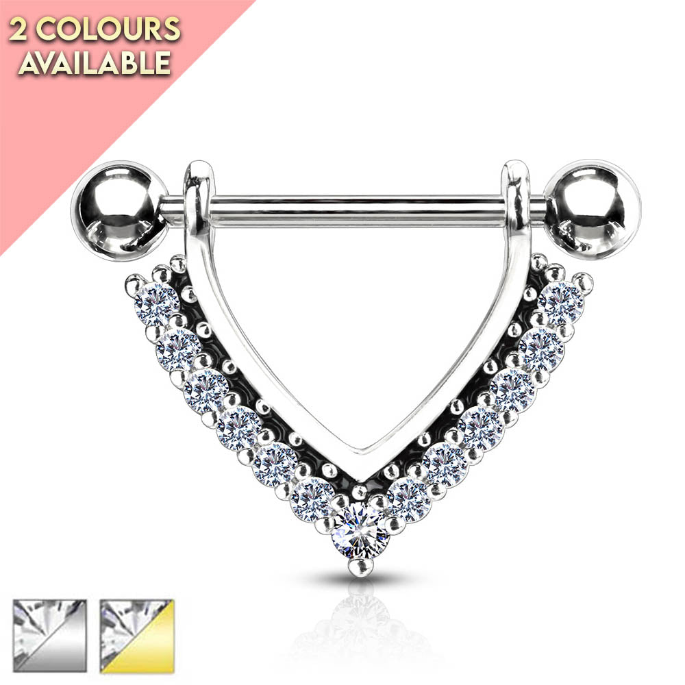 Cherry Diva Nipple Ring 14 Gauge Dangling Crystal Barbell Nipple Shield