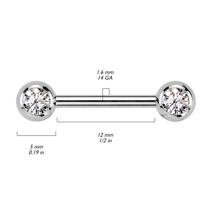 Cherry Diva Nipple Ring 14 Gauge Internally Threaded Titanium Crystal Nipple Barbell