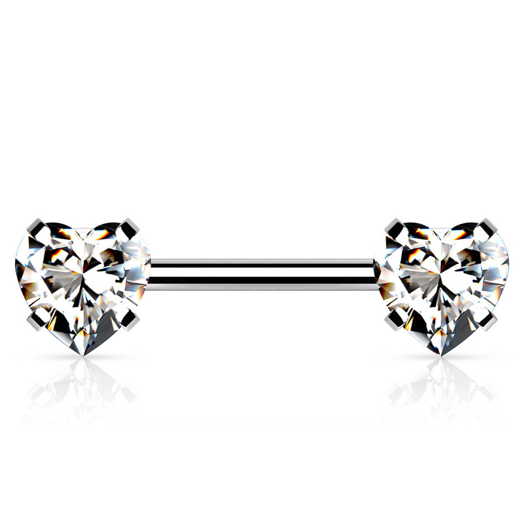 Cherry Diva Nipple Ring 14 Gauge Threadless Crystal Heart Barbell Nipple Bar