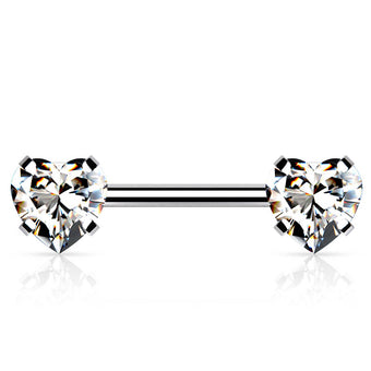 Cherry Diva Nipple Ring 14 Gauge Threadless Crystal Heart Barbell Nipple Bar