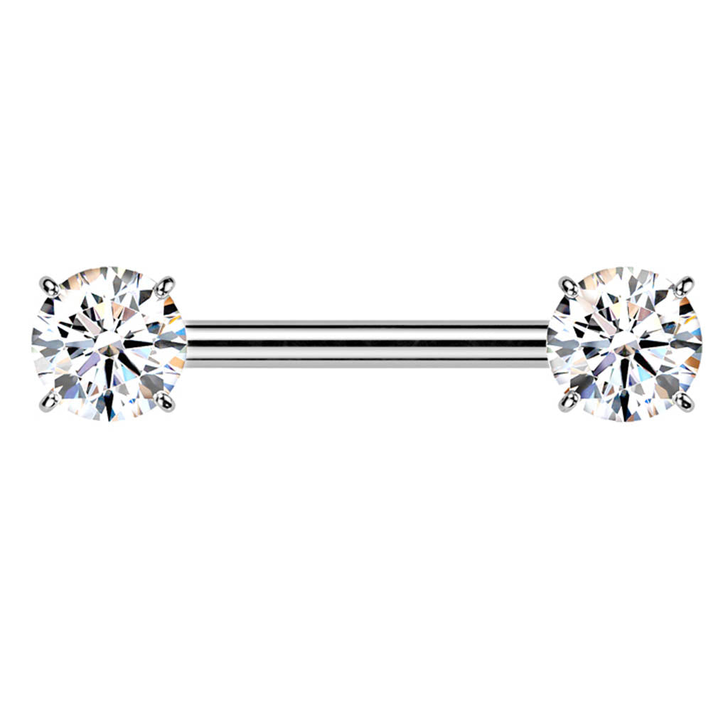 Cherry Diva Nipple Ring 14 Gauge Titanium Prong Set Crystal Nipple Barbell