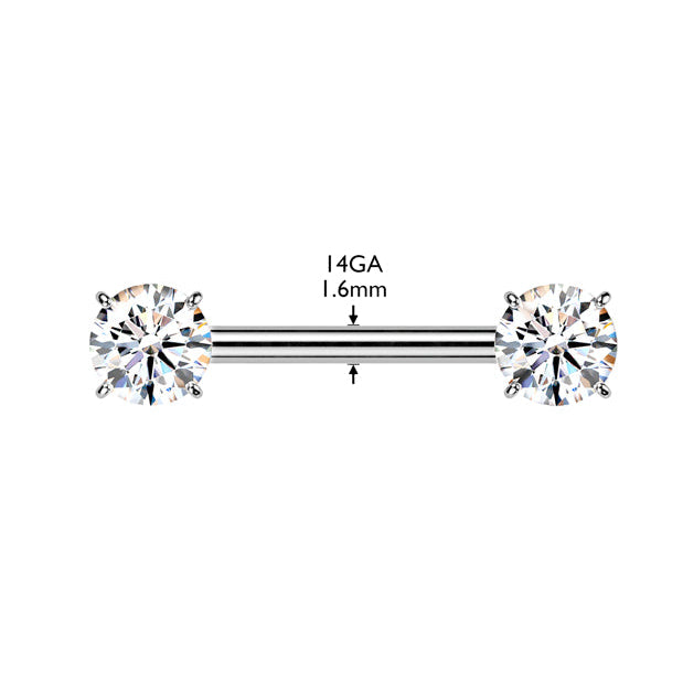 Cherry Diva Nipple Ring 14 Gauge Titanium Prong Set Crystal Nipple Barbell