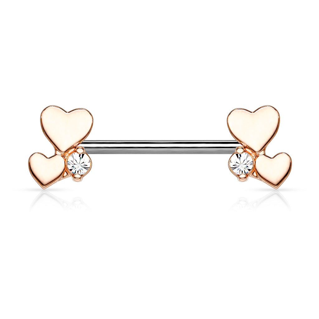 Cherry Diva Nipple Ring ROSE GOLD 14 Gauge Dainty Crystal Hearts Nipple Bar
