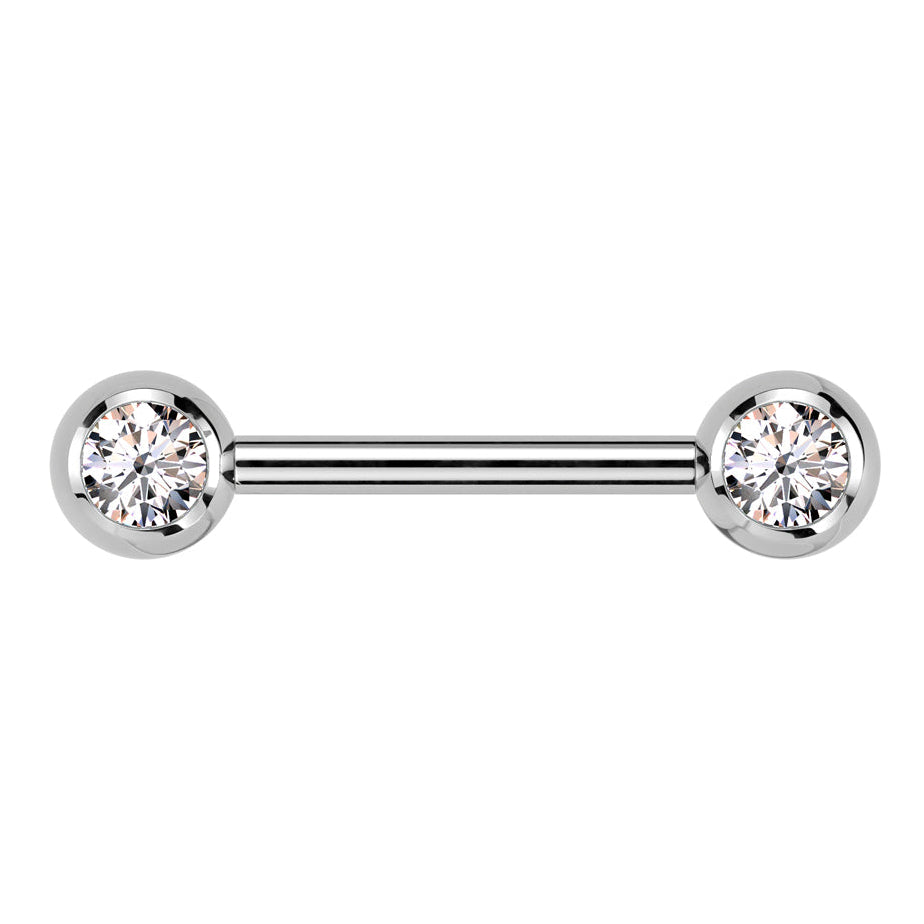 Cherry Diva Nipple Ring Silver 14 Gauge Internally Threaded Titanium Crystal Nipple Barbell