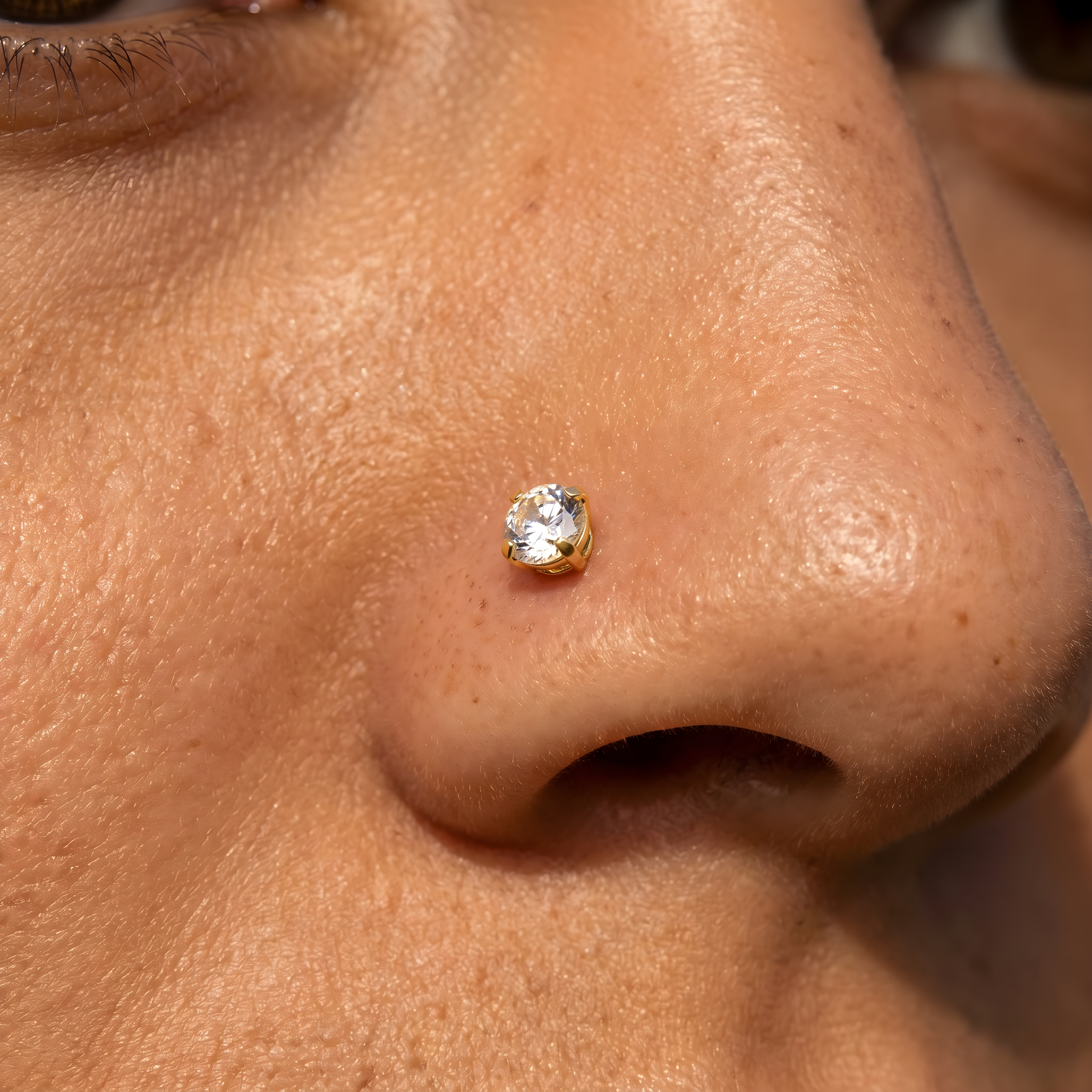 Cherry Diva Nose Stud 20 Gauge Hypoallergenic Crystal Top Nose Stud