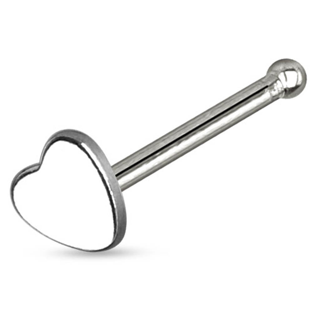 Cherry Diva Nose Stud 20 Gauge Hypoallergenic Dainty Heart Top Nose Stud