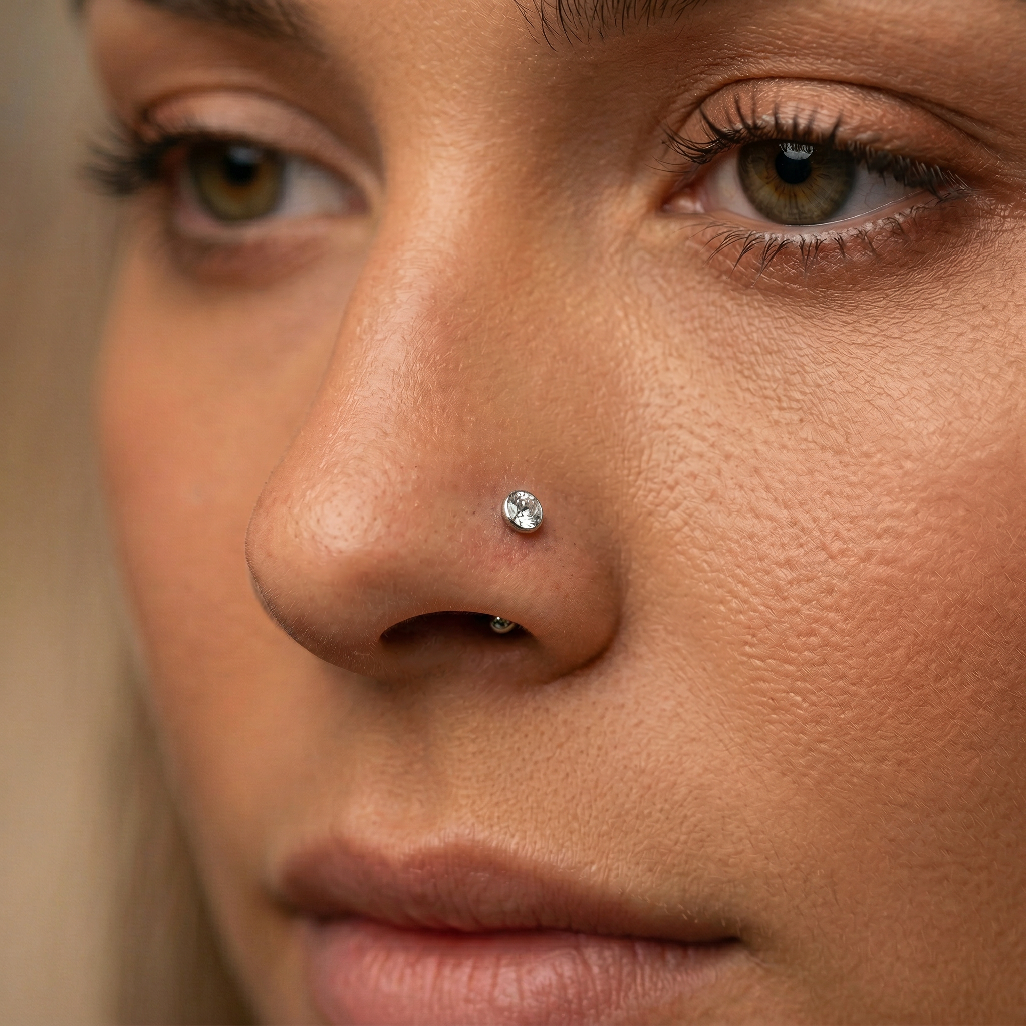 Cherry Diva Nose Stud 20 Gauge Hypoallergenic Round Crystal Top Nose Stud