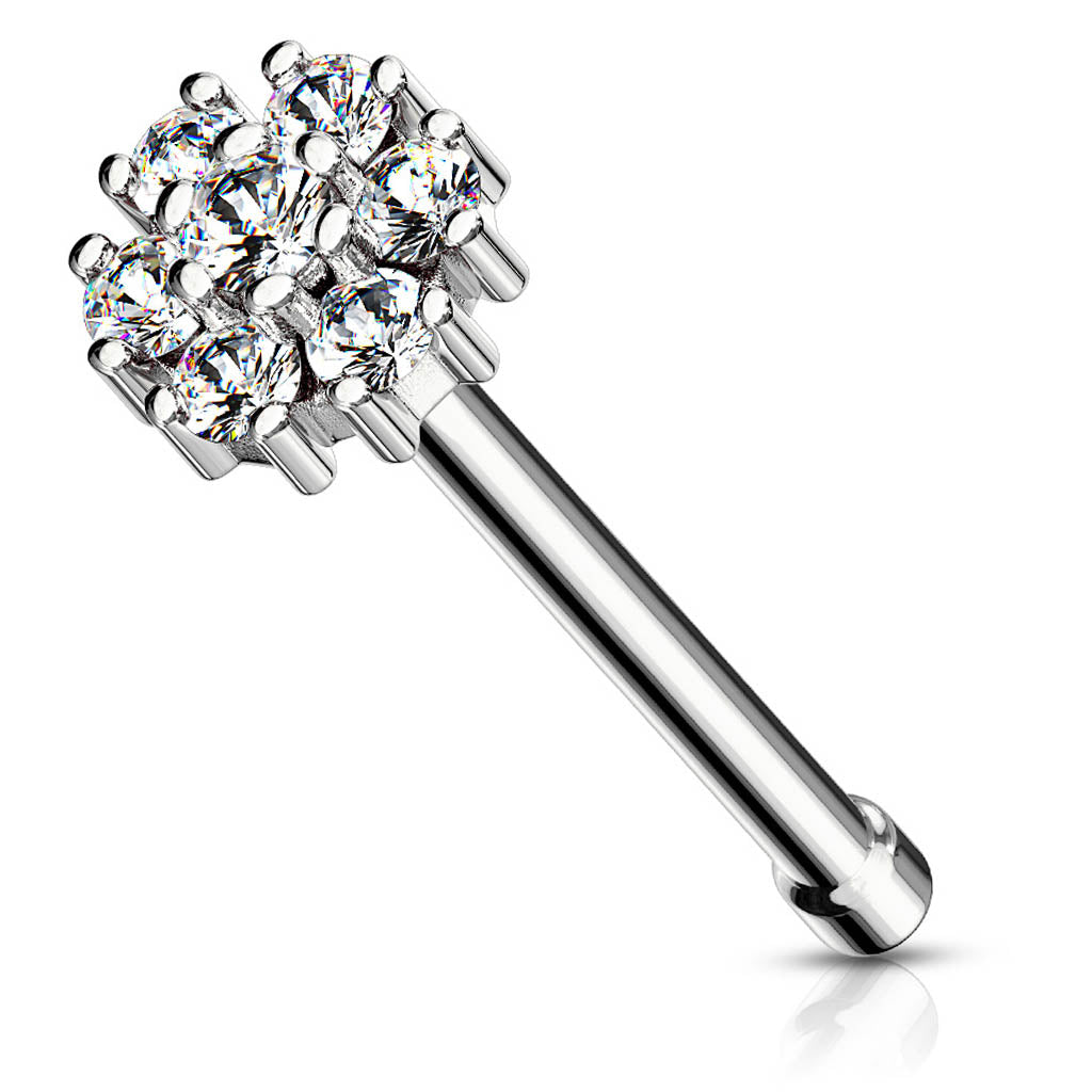 Cherry Diva Nose Stud 20 Gauge Surgical Steel Crystal Flower Top Nose Stud