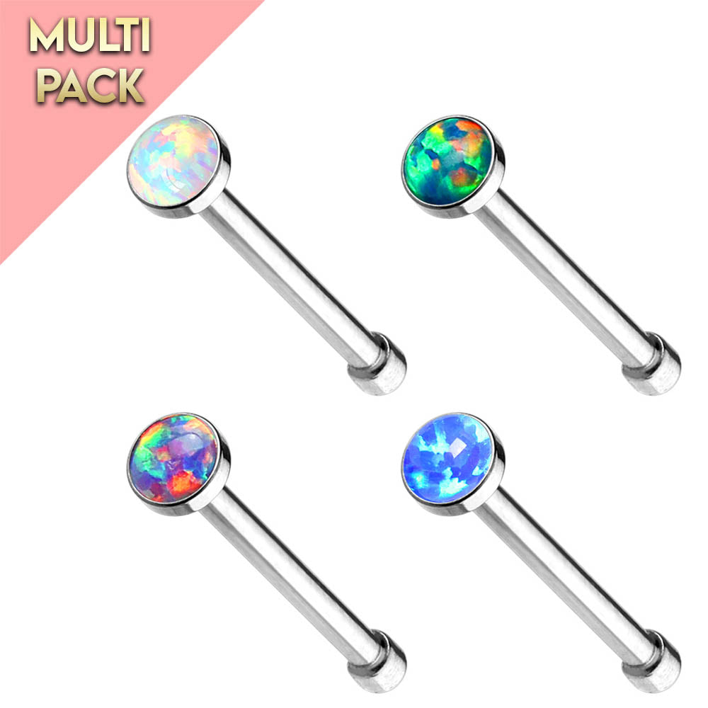 Cherry Diva Nose Stud 4 Pack Hypoallergenic Opal Tip Nose Studs