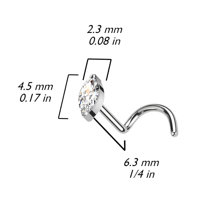 Cherry Diva Screw Nose Stud 20 Gauge Titanium Crystal Screw Nose Stud