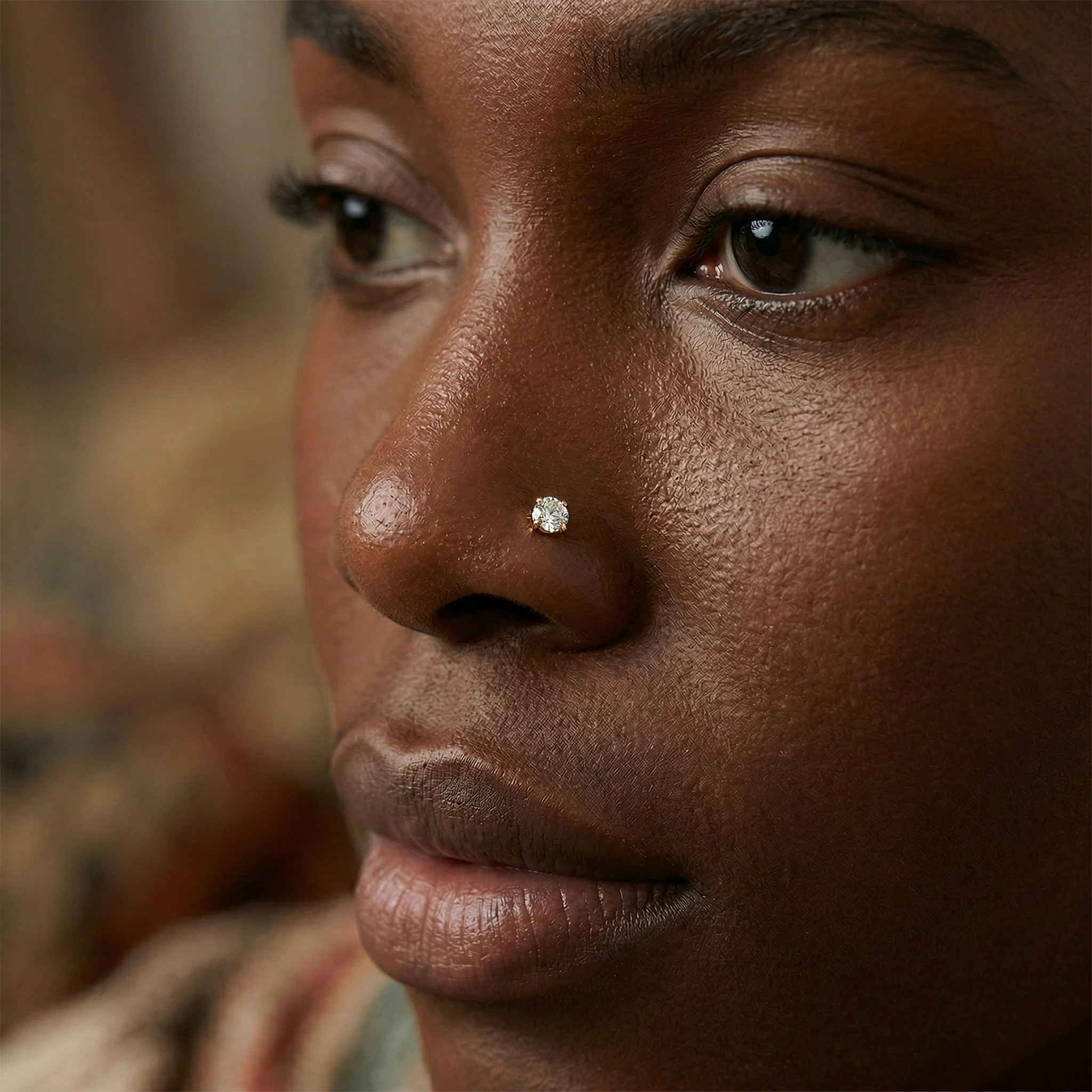 Cherry Diva Screw Nose Stud 20 Gauge Titanium Moissanite Screw Nose Stud