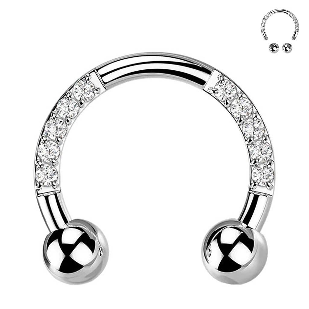 Cherry Diva Septum Ring 16 Gauge Titanium Crystal Circular Barbell