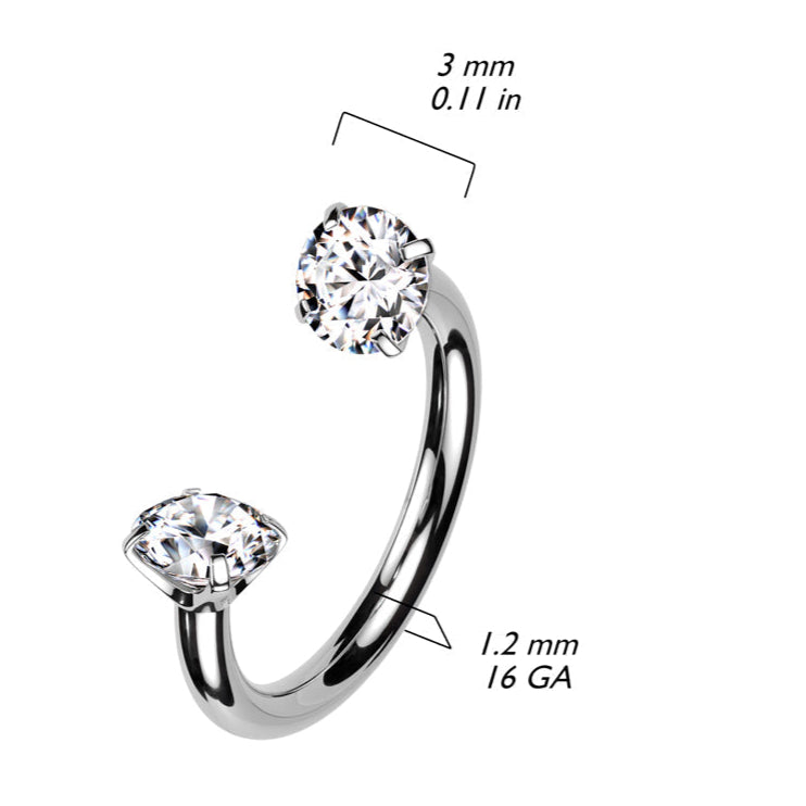 Cherry Diva Septum Ring 16 Gauge Titanium Internally Threaded Crystal Ends Circular Barbell