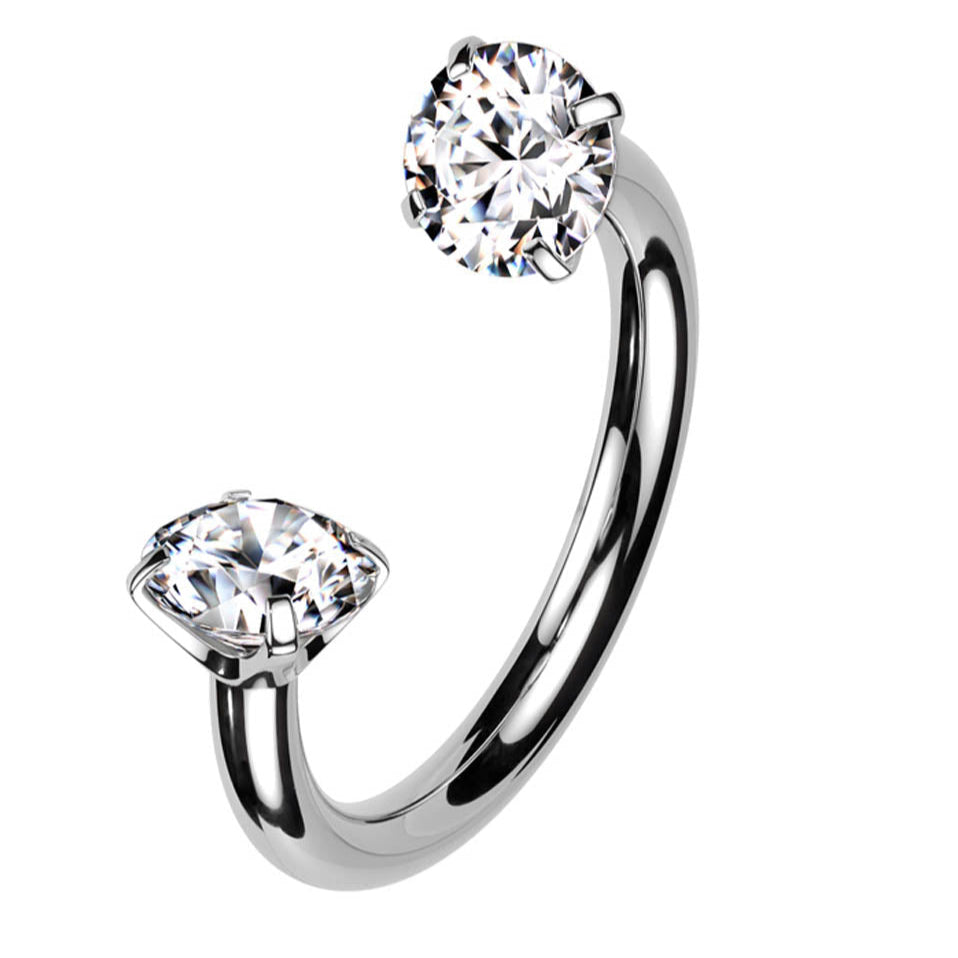 Cherry Diva Septum Ring 16 Gauge Titanium Internally Threaded Crystal Ends Circular Barbell