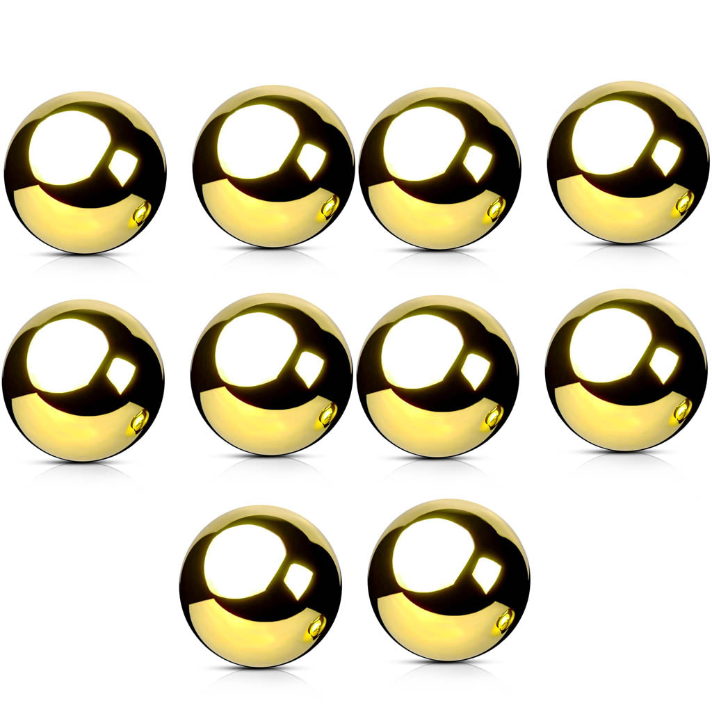 Cherry Diva Spare Parts SET OF 10 BALLS / 14 Gauge Externally Threaded Surgical Steel Ball End - Gold