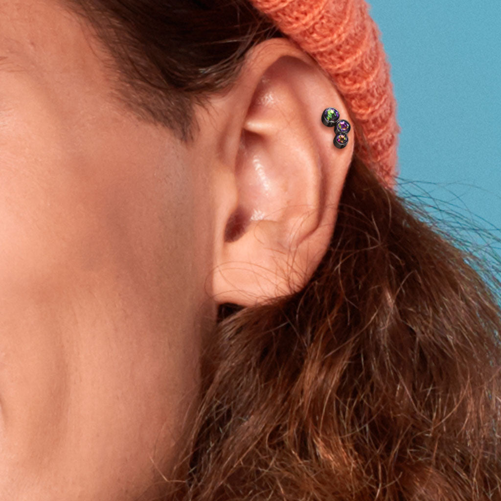 Cherry Diva Stud 16 Gauge Chunky Crystal Trio Cartilage / Tragus Stud