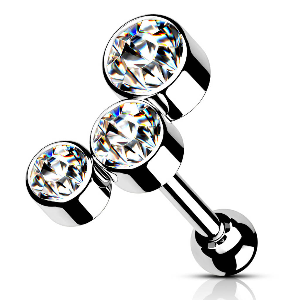 Cherry Diva Stud 16 Gauge Hypoallergenic Crystal Trio Cartilage Stud