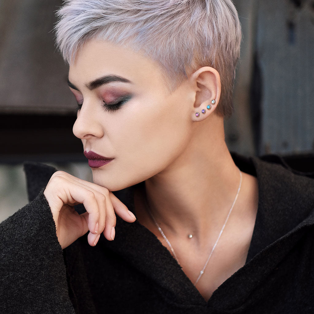 Cherry Diva Stud 16 Gauge Hypoallergenic Opal Cartilage Stud