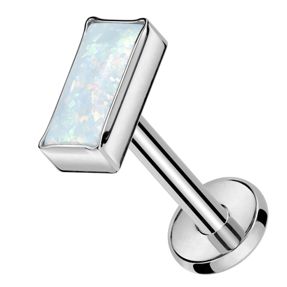 Cherry Diva Stud 16 Gauge Titanium Internally Threaded Opal Stud