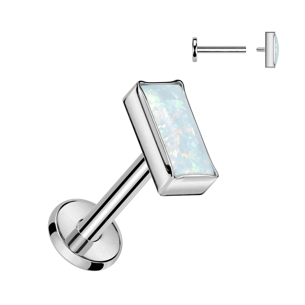 Cherry Diva Stud 16 Gauge Titanium Internally Threaded Opal Stud - Silver