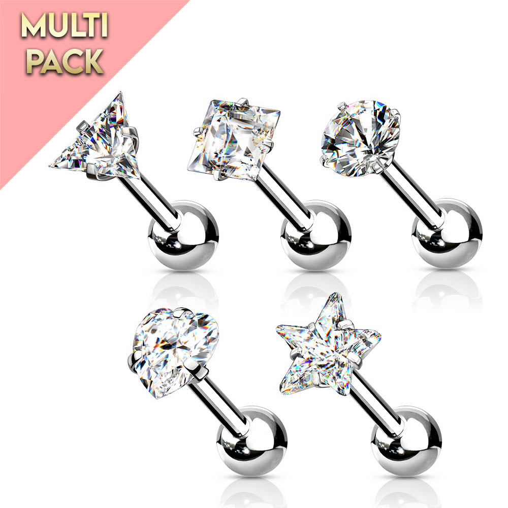 Cherry Diva Stud 5 Pack Crystal Top Cartilage Studs