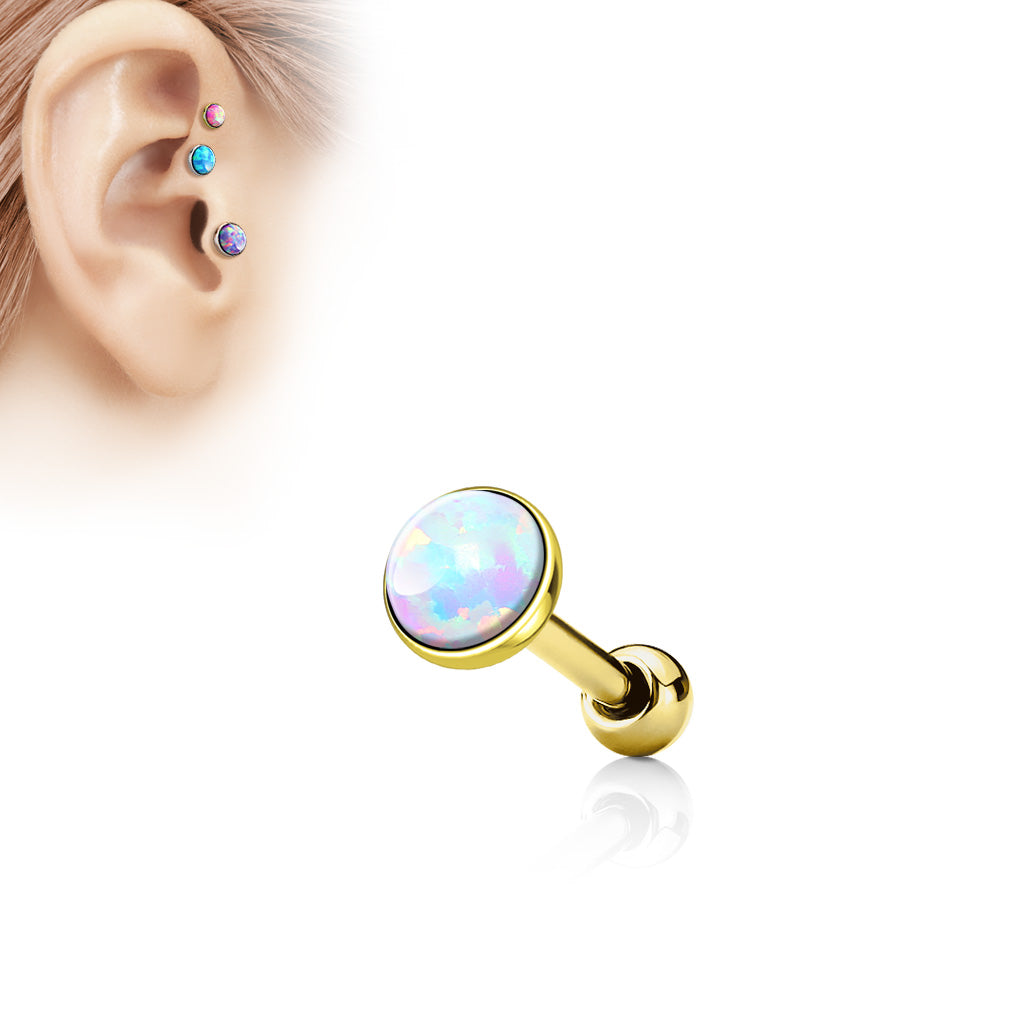 Cherry Diva Stud Gold 16 Gauge Hypoallergenic Opal Cartilage Stud