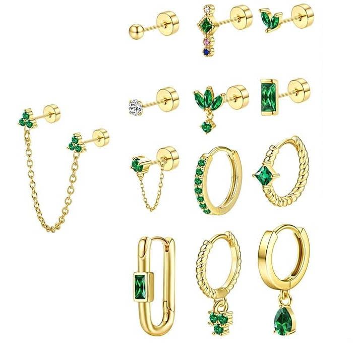 Cherry Diva Stud Gold Multi Pack Of 13 Flat Back Studs And Hinged Hoops