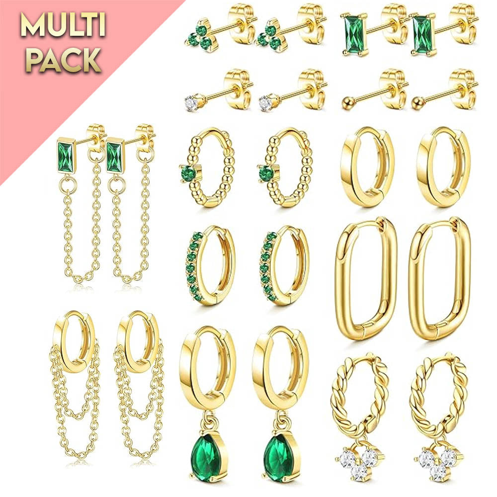 Cherry Diva Stud Multi Pack of 12 Pairs Of Studs & Hoop Earrings